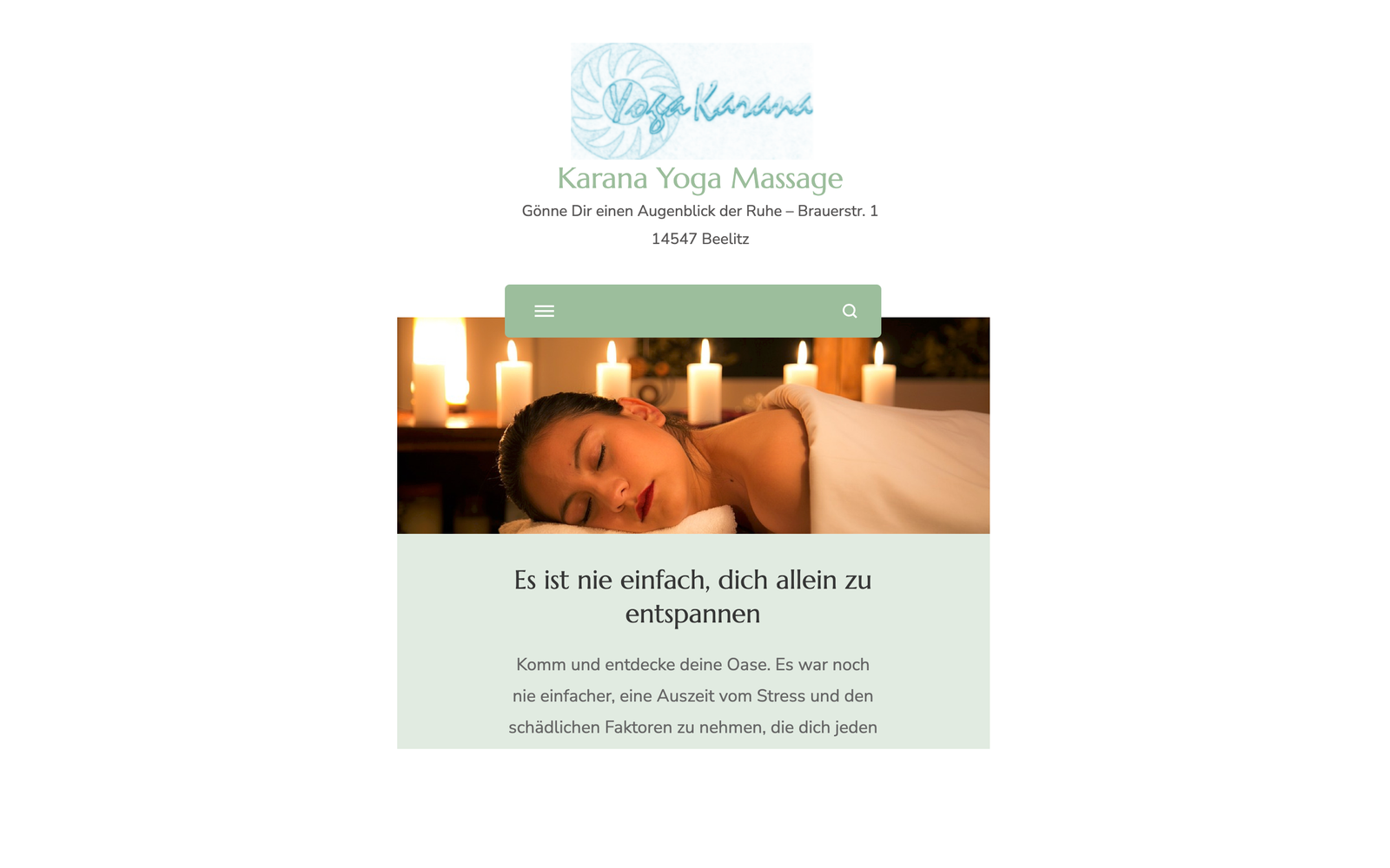 Screenshot do projeto Karana Yoga Massage